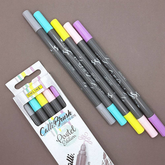 ONLINE Calli.Brush brush markers - 5 pen set, pastels