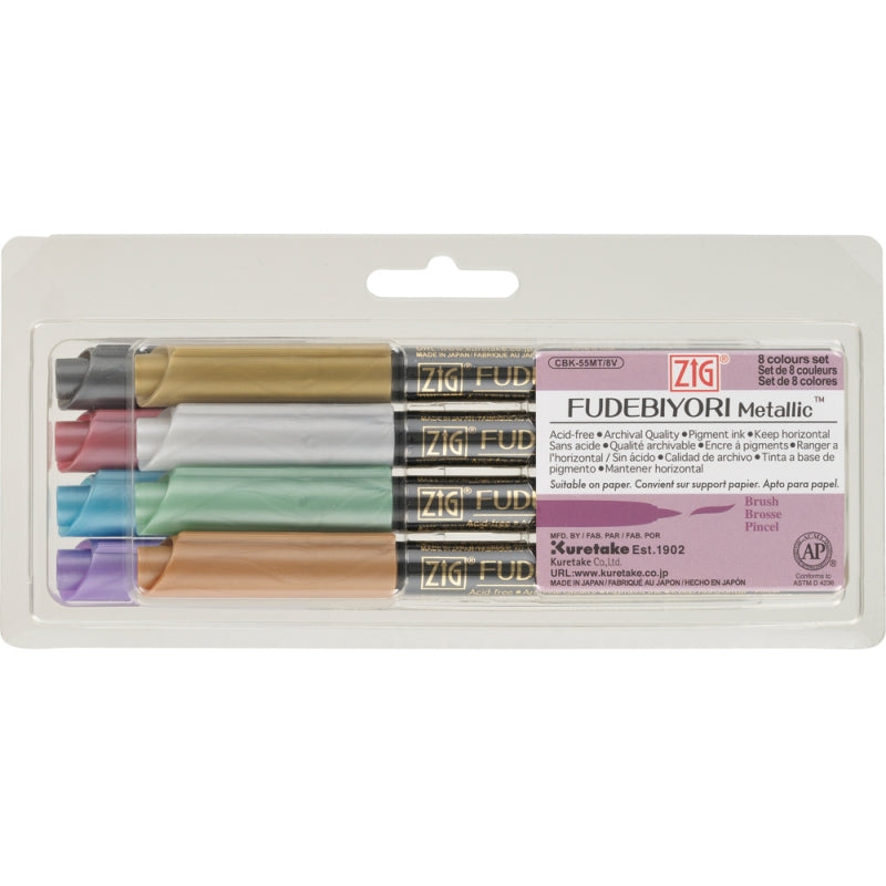 Kuretake Zig Fudebiyori metallic brush markers - 8 pen set – Pen 