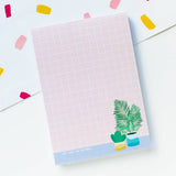 Pink Houseplant A6 Notepad - Colourful Recycled Stationery