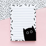 Black Cat A6 Notepad - Recycled Monochrome Stationery
