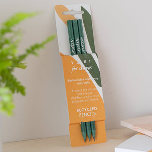 VENT For Change NOTES set of 3 recycled pencils - 3 colours available