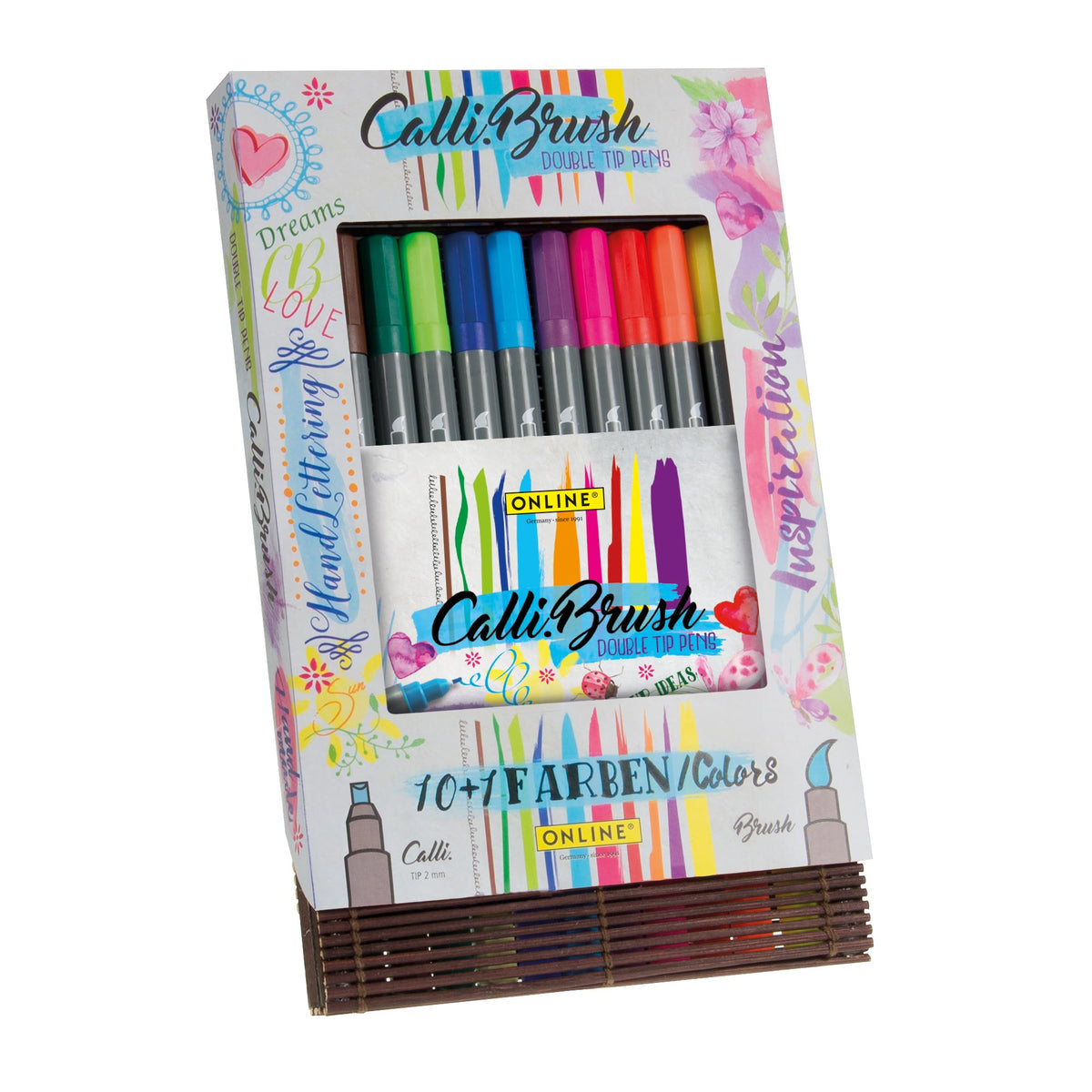 ONLINE Calli.Brush brush markers - 11 pen set, brights in bamboo case ...