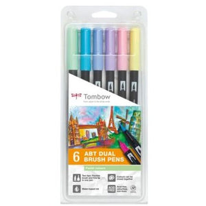 Tombow ABT Dual Brush Pens - 6-pen set, pastel