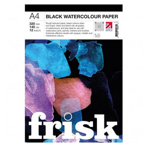 Frisk A4 Black Watercolour Paper Pad - 320gsm 12sheets