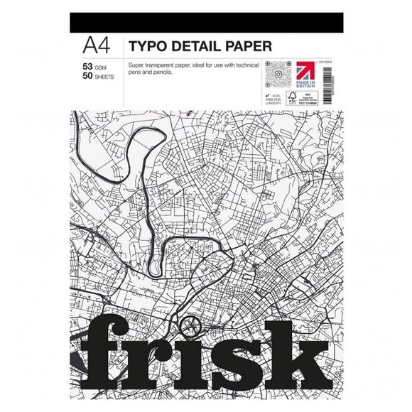 Frisk A4 Typo Detail Paper Pad - 53gsm 50 sheets