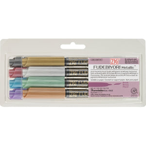 Kuretake Zig Fudebiyori metallic brush markers - 8 pen set