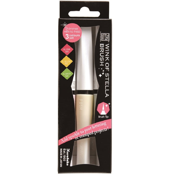 Kuretake Wink of Stella glitter brush marker 3-pen set, Pretty