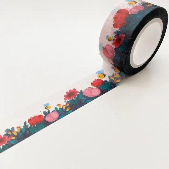 Bees With Flowers wide washi tape