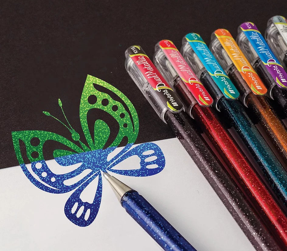 Pentel Hybrid Dual Metallic gel pens 8-pen set – Pen Pusher