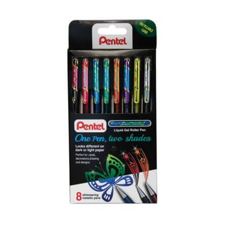 Pentel Hybrid Dual Metallic gel pens 8-pen set – Pen Pusher