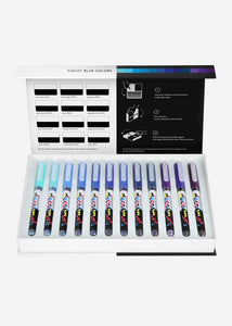 Karin Pigment decobrush brush pens - 12-pen VIOLET BLUE set